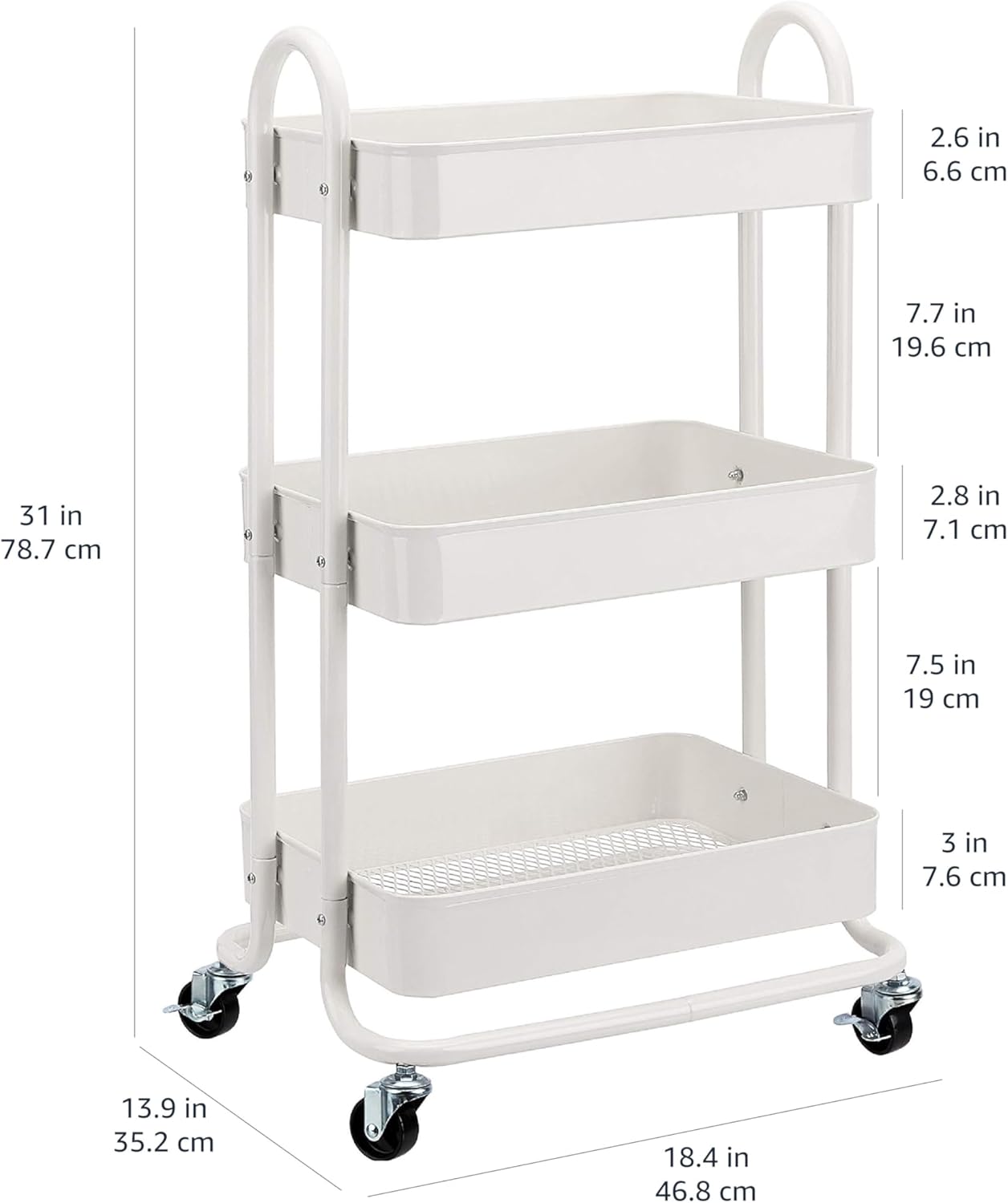 Amazon Basics 3-Tier Rolling Utility Cart