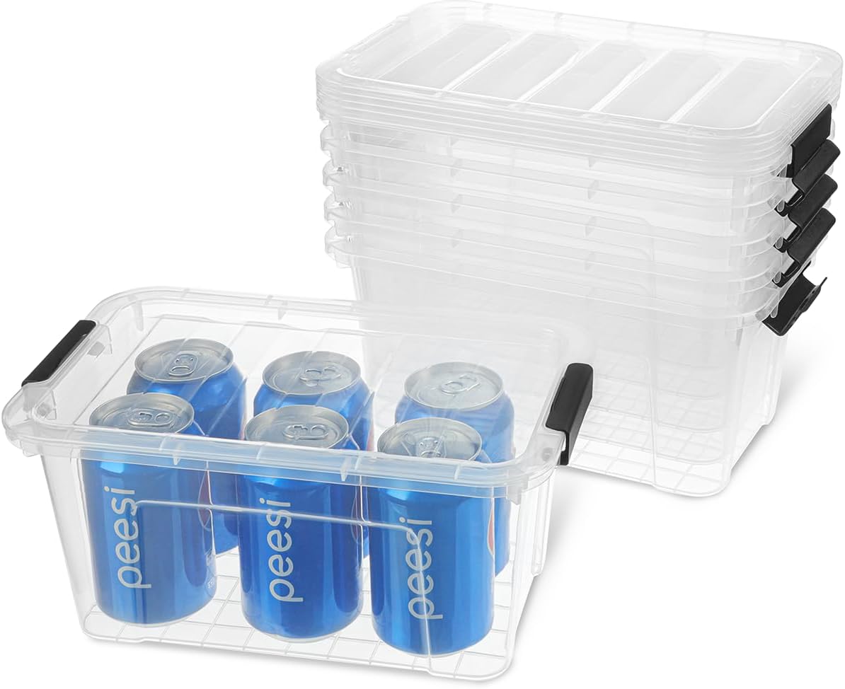 Plastic Storage Bins with Lids 6 Pack