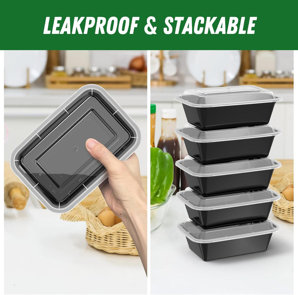 50 Pack (100-Piece) 24 oz Meal Prep Containers