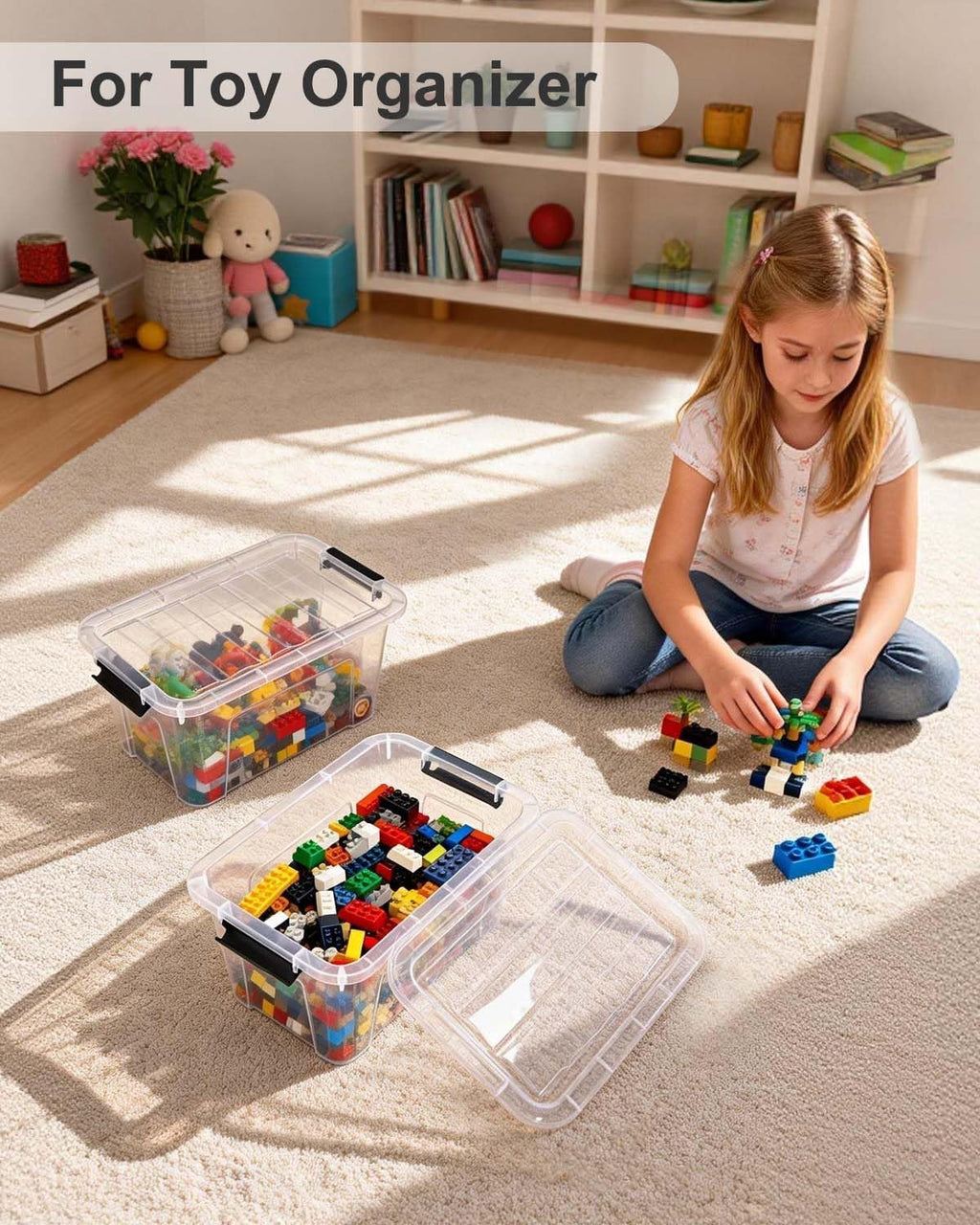 Plastic Storage Bins with Lids 6 Pack