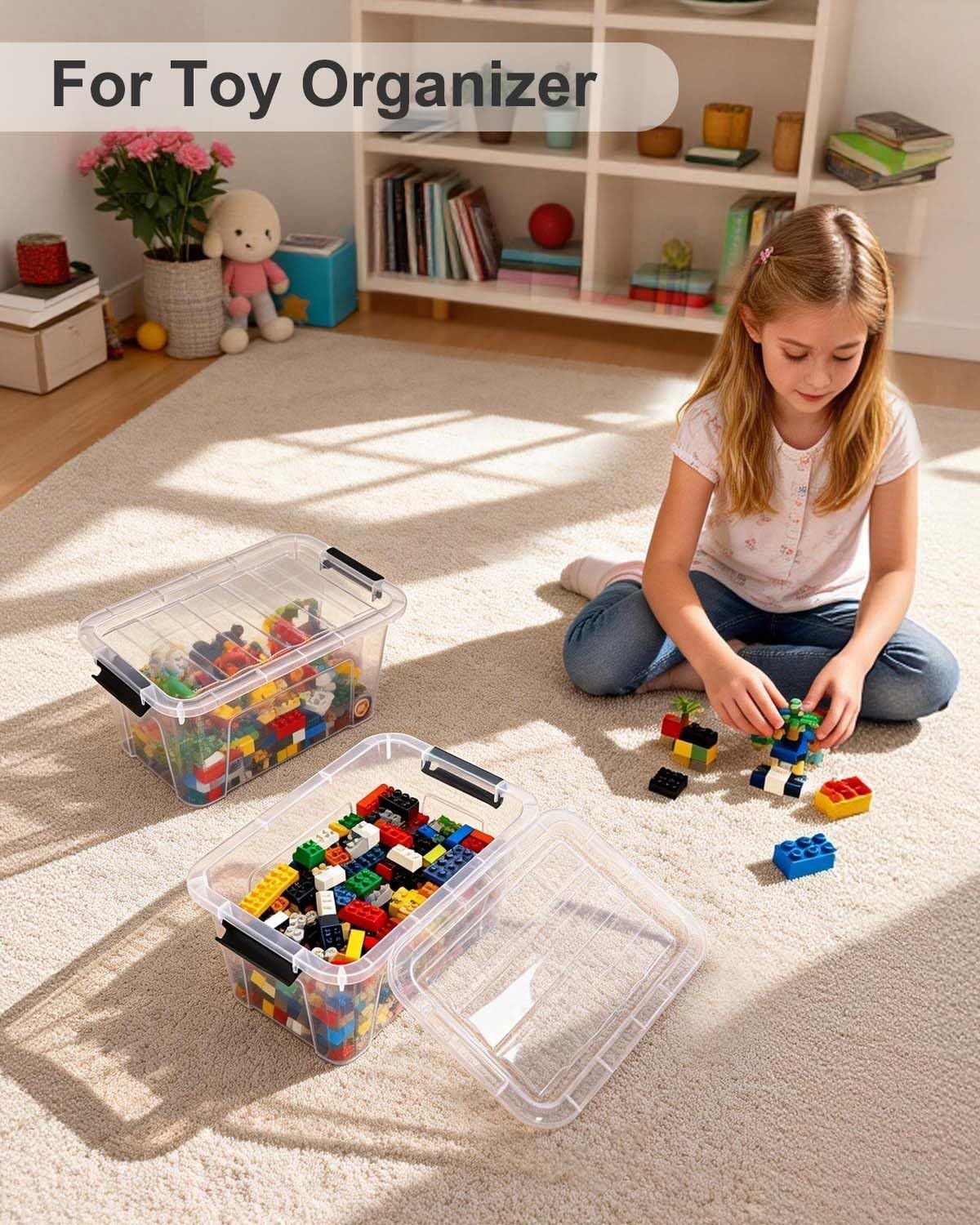 Plastic Storage Bins with Lids 6 Pack