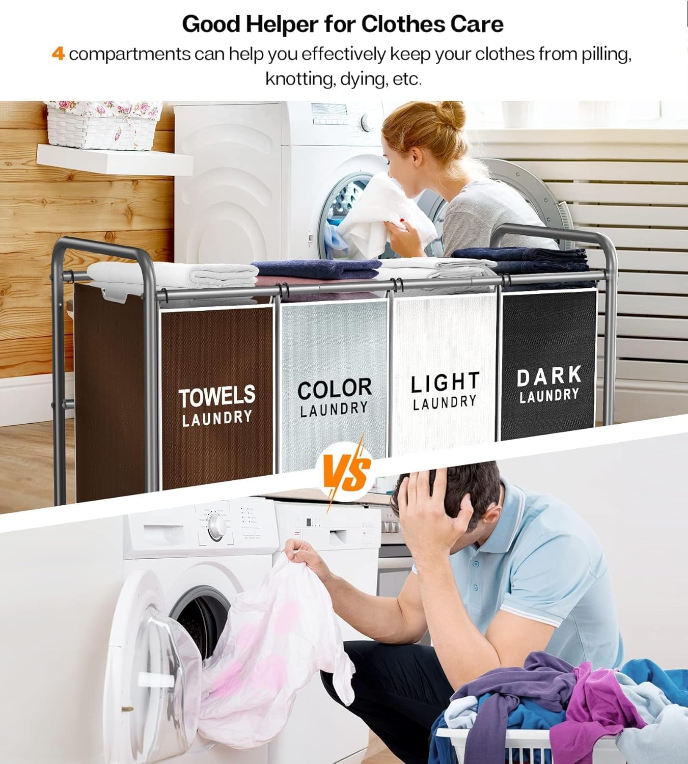 ROMOON Laundry Hamper Sorter Cart