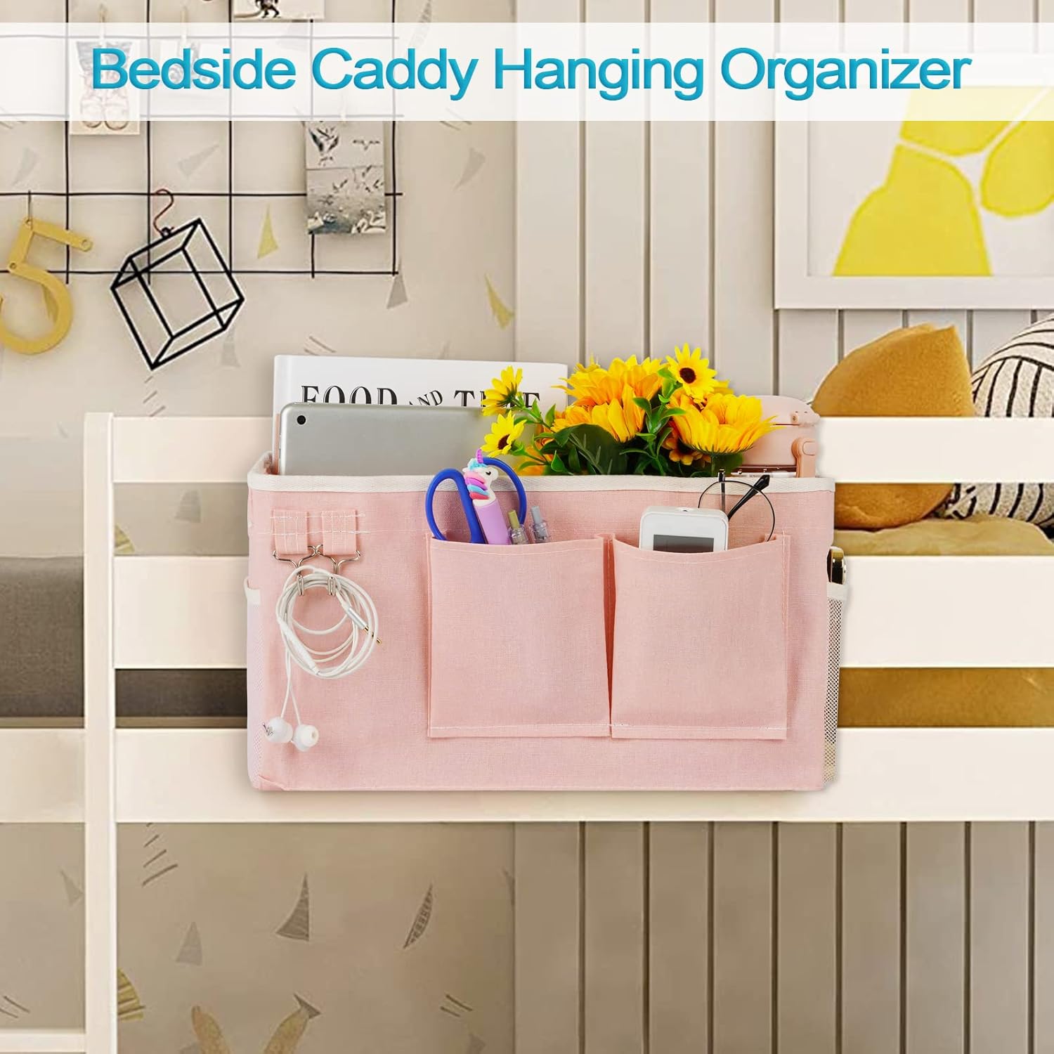 Loghot Bedside Caddy/Bedside Storage Bag Hanging Organizer