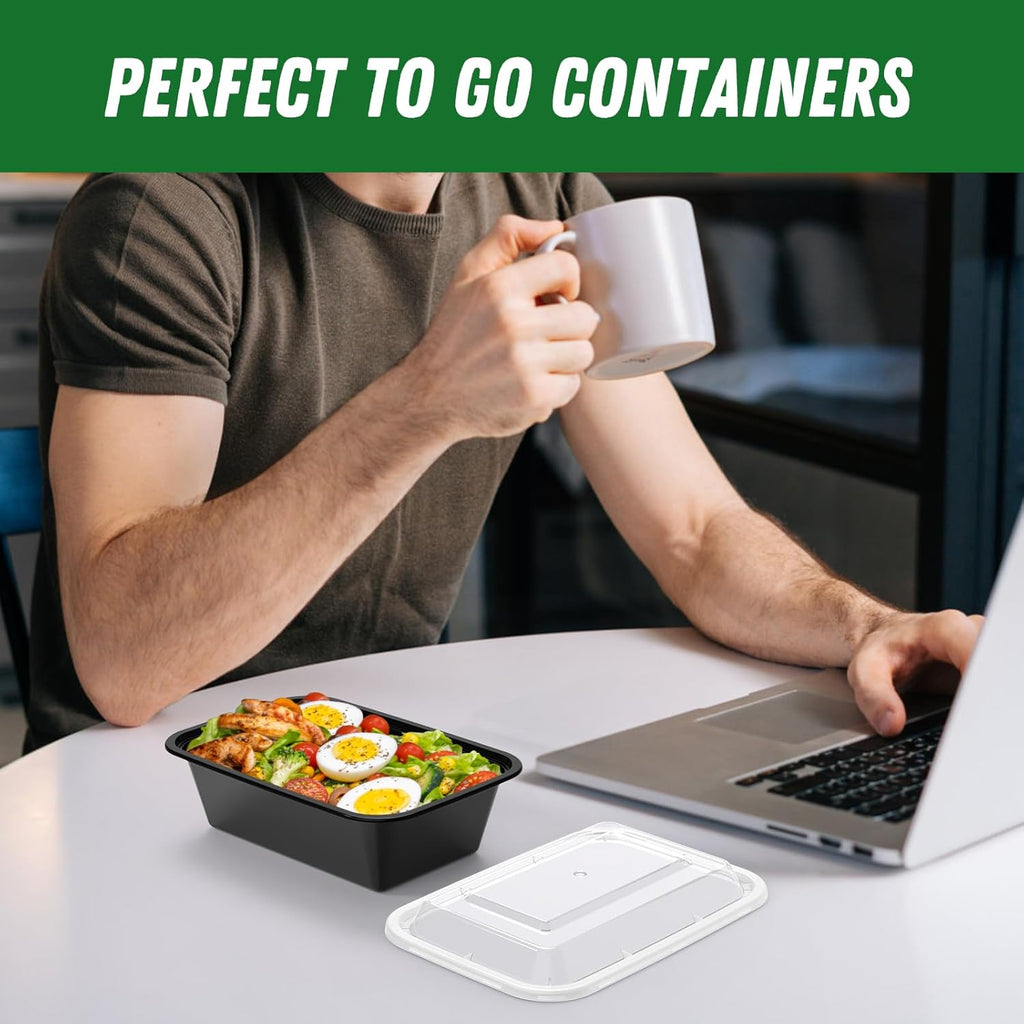 50 Pack (100-Piece) 24 oz Meal Prep Containers
