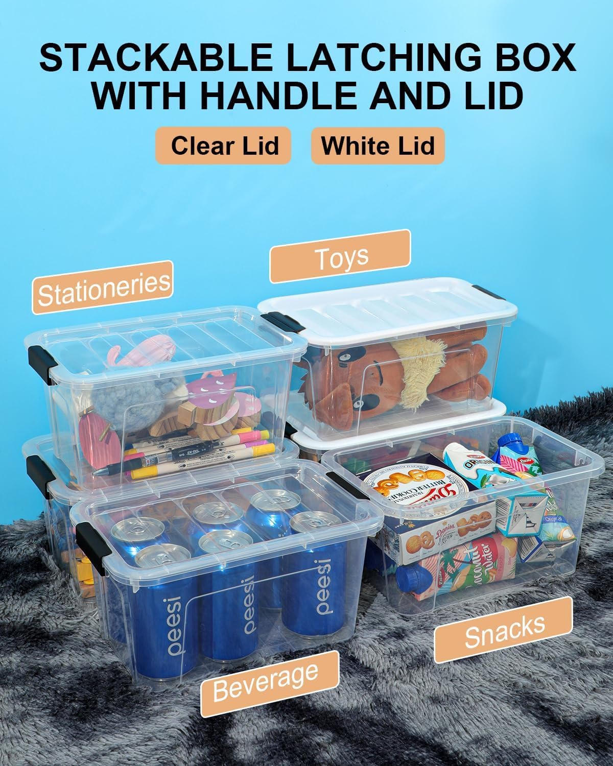 Plastic Storage Bins with Lids 6 Pack