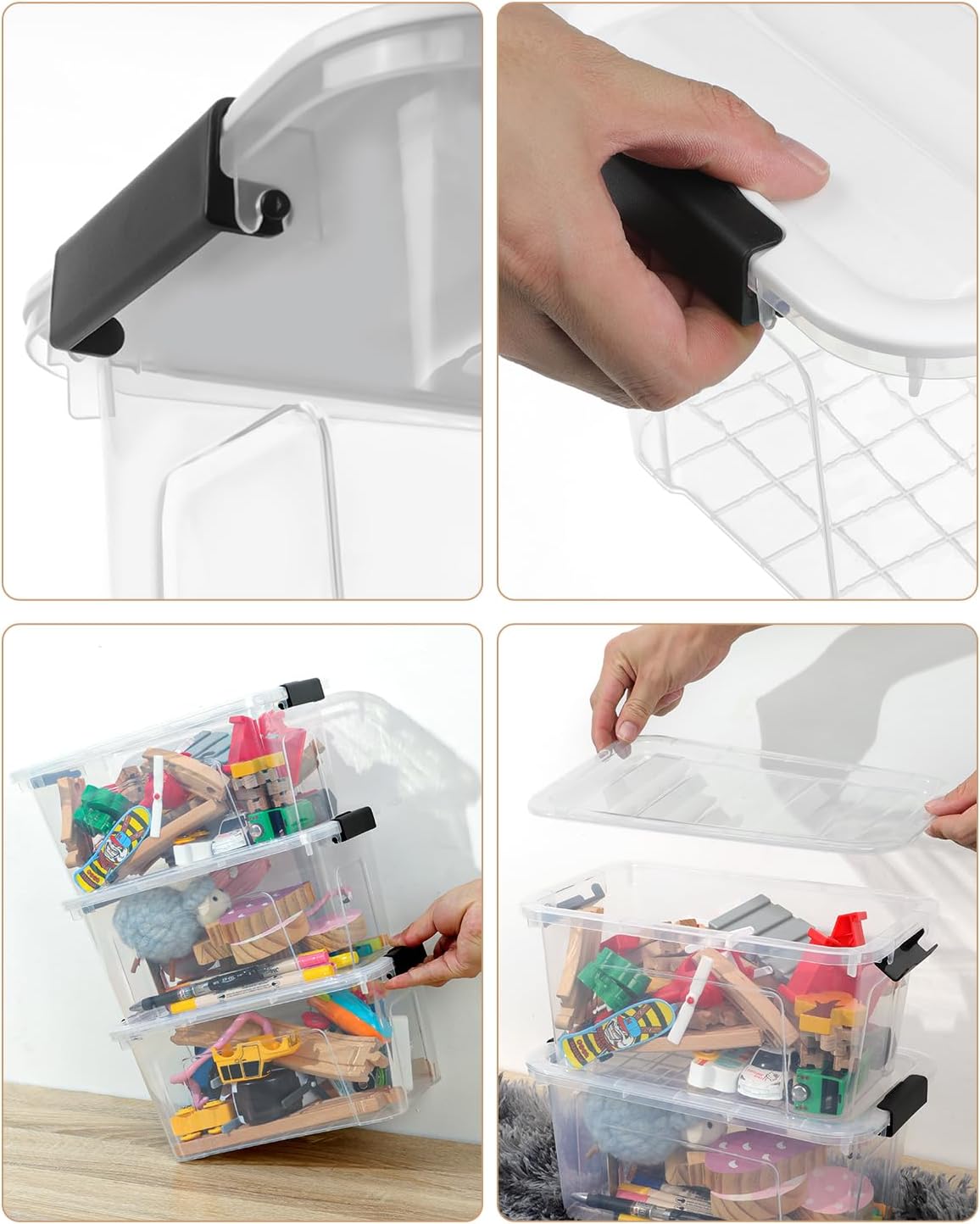 Plastic Storage Bins with Lids 6 Pack