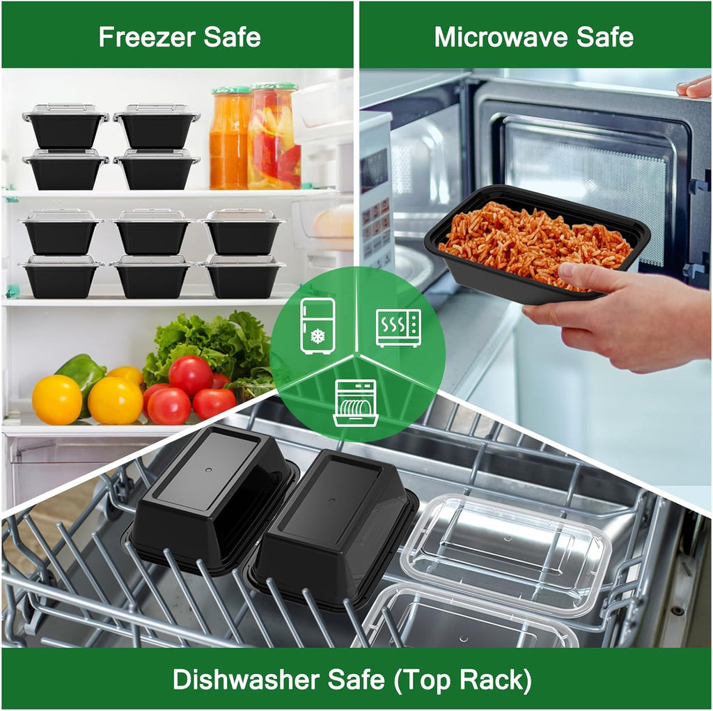 50 Pack (100-Piece) 24 oz Meal Prep Containers