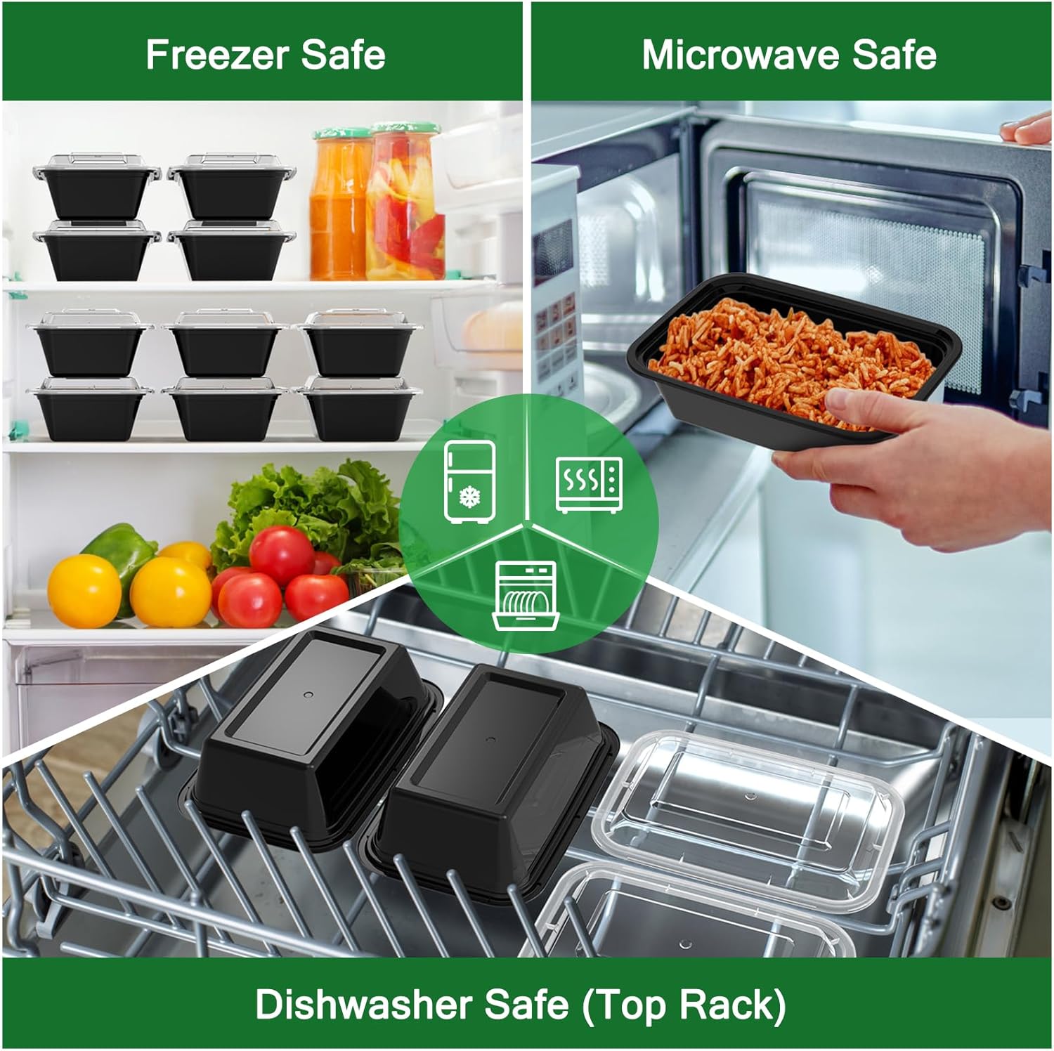 50 Pack (100-Piece) 24 oz Meal Prep Containers