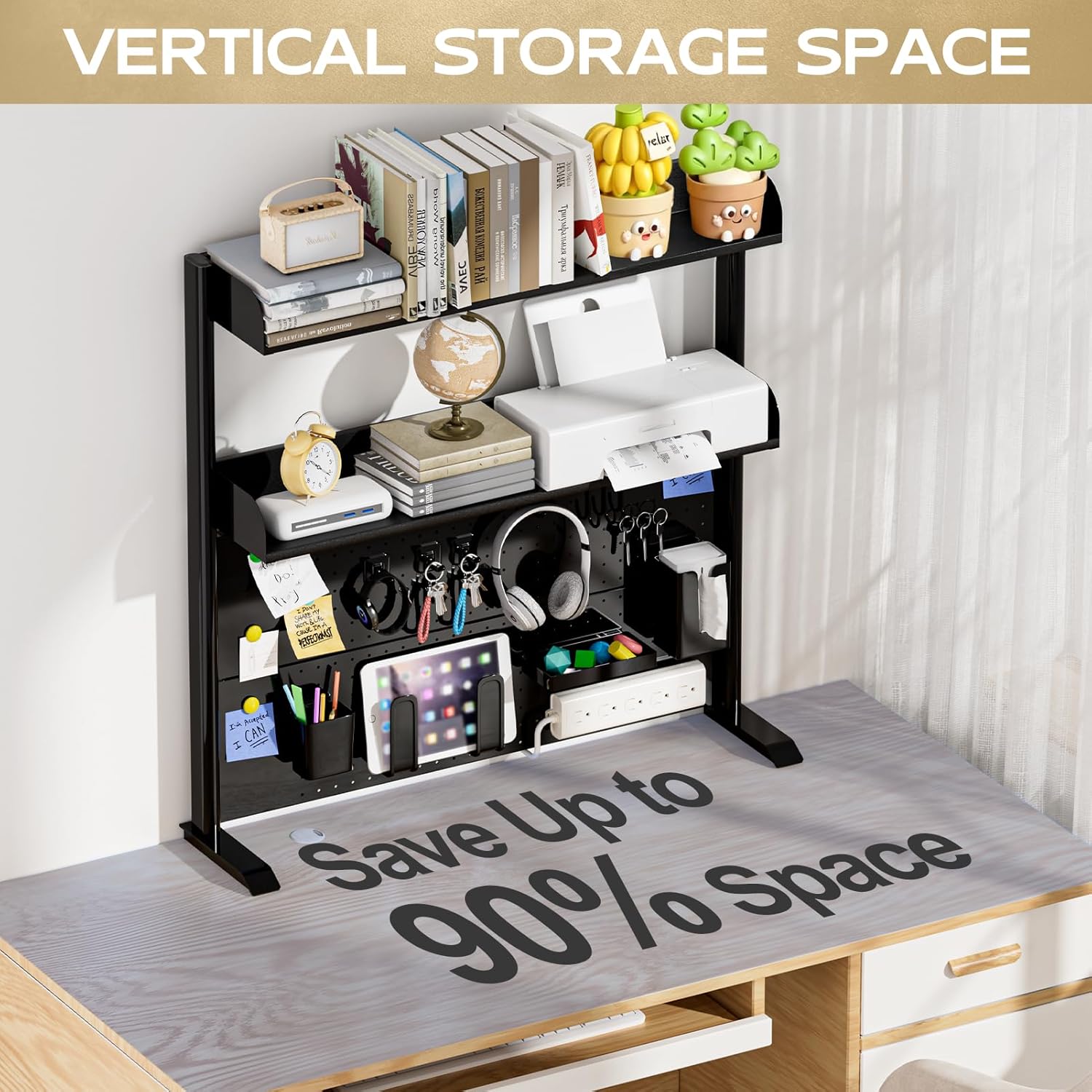 Adjustable Desktop Hutch Bookshelf
