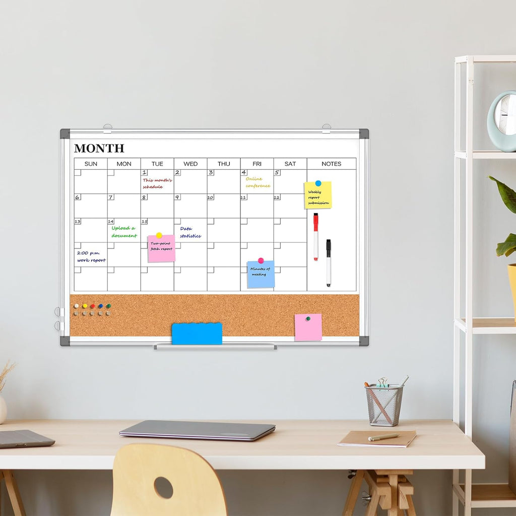 Monthly Calendar Whiteboard Dry Erase Cork Board