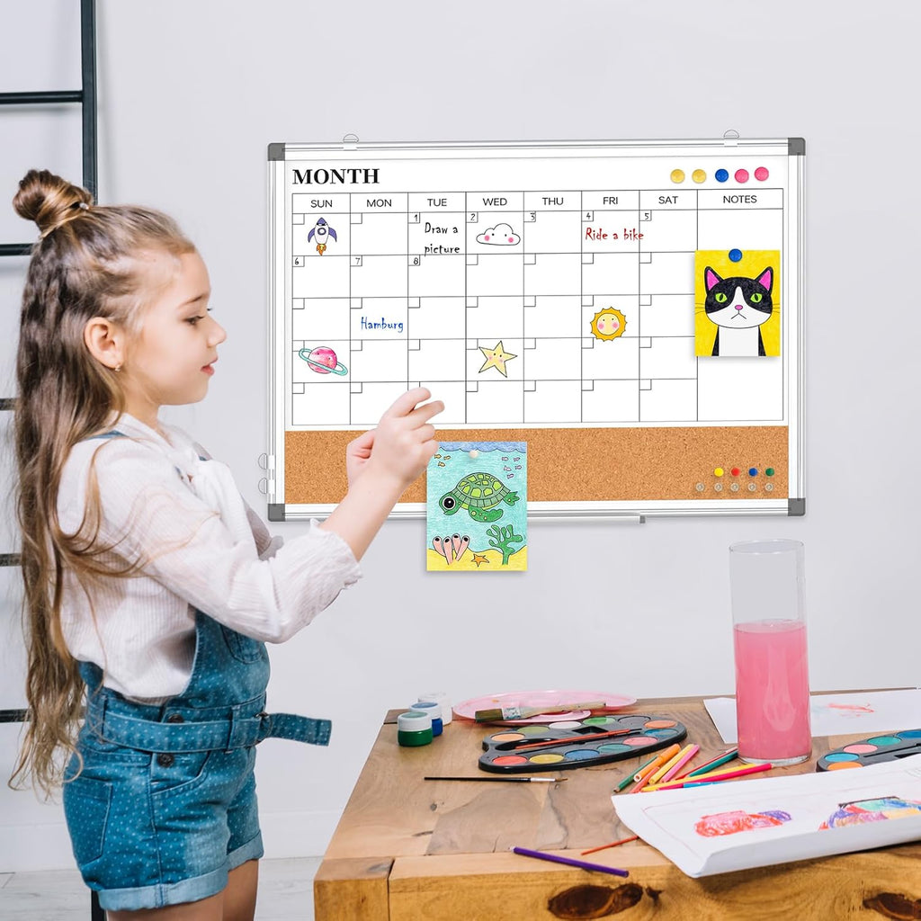 Monthly Calendar Whiteboard Dry Erase Cork Board