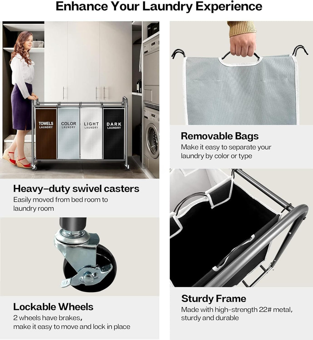 ROMOON Laundry Hamper Sorter Cart