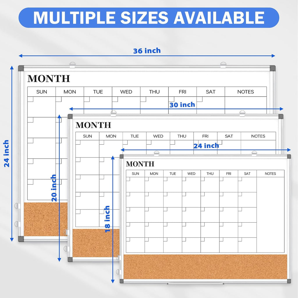 Monthly Calendar Whiteboard Dry Erase Cork Board
