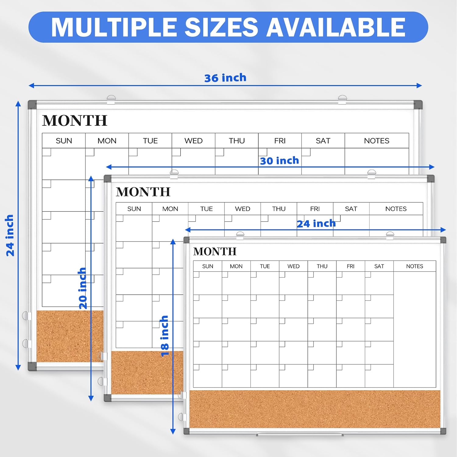 Monthly Calendar Whiteboard Dry Erase Cork Board