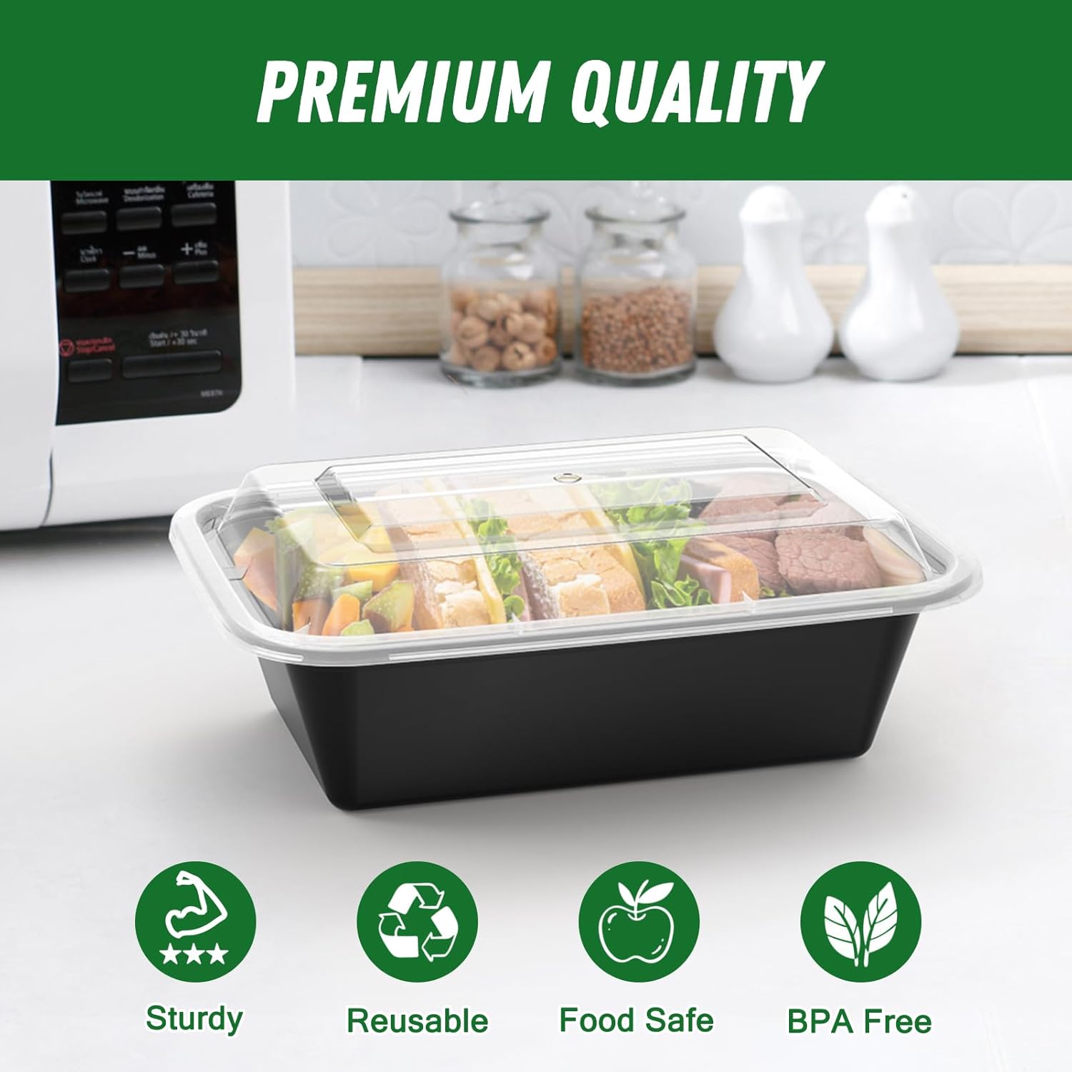 50 Pack (100-Piece) 24 oz Meal Prep Containers