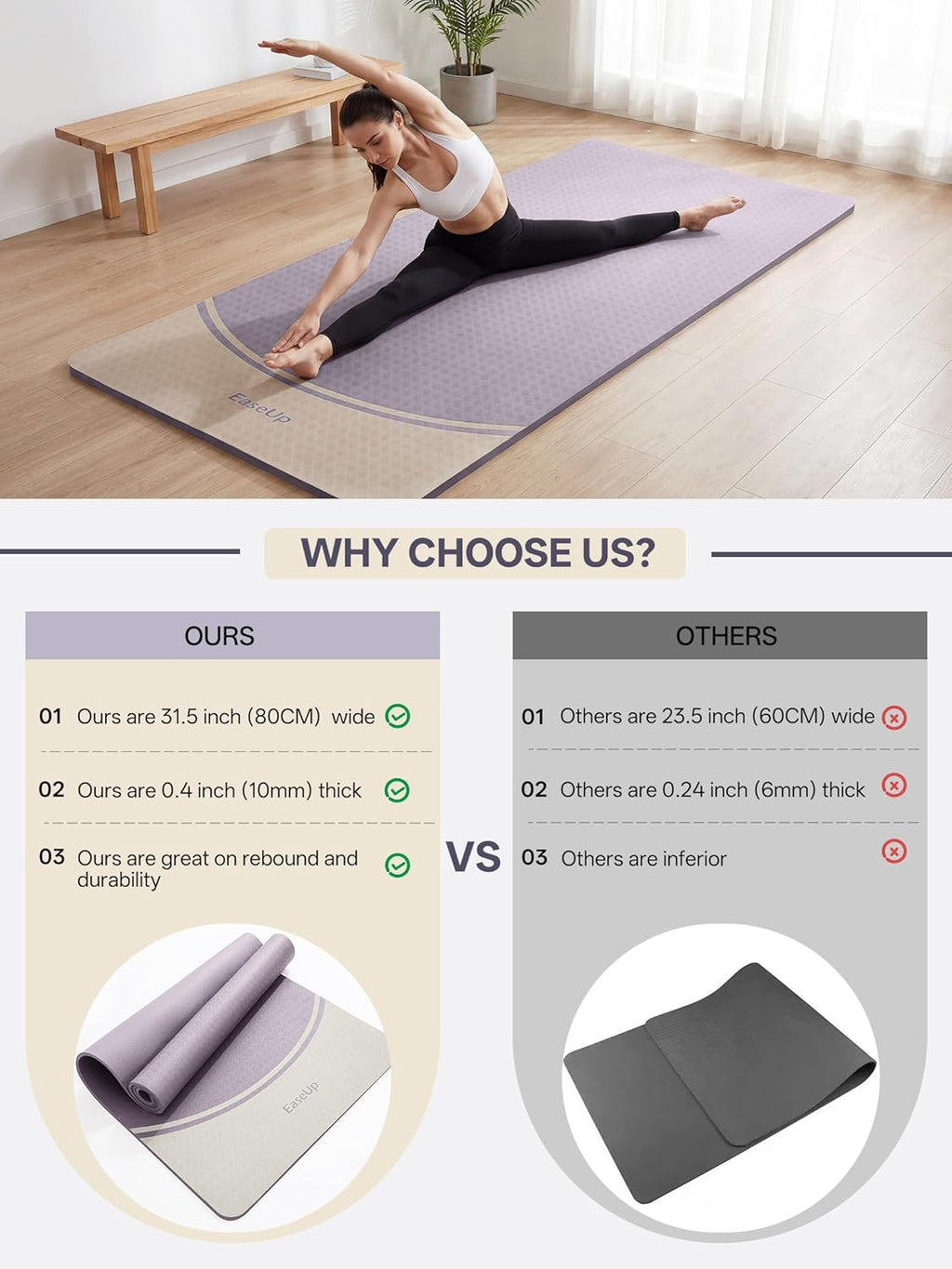 EaseUp Extra Thick Yoga Mat