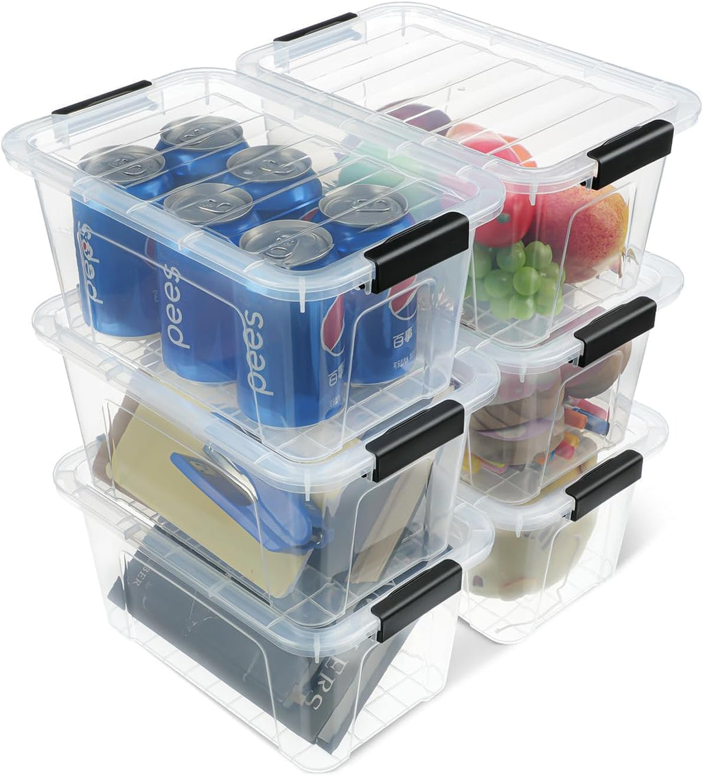 Plastic Storage Bins with Lids 6 Pack