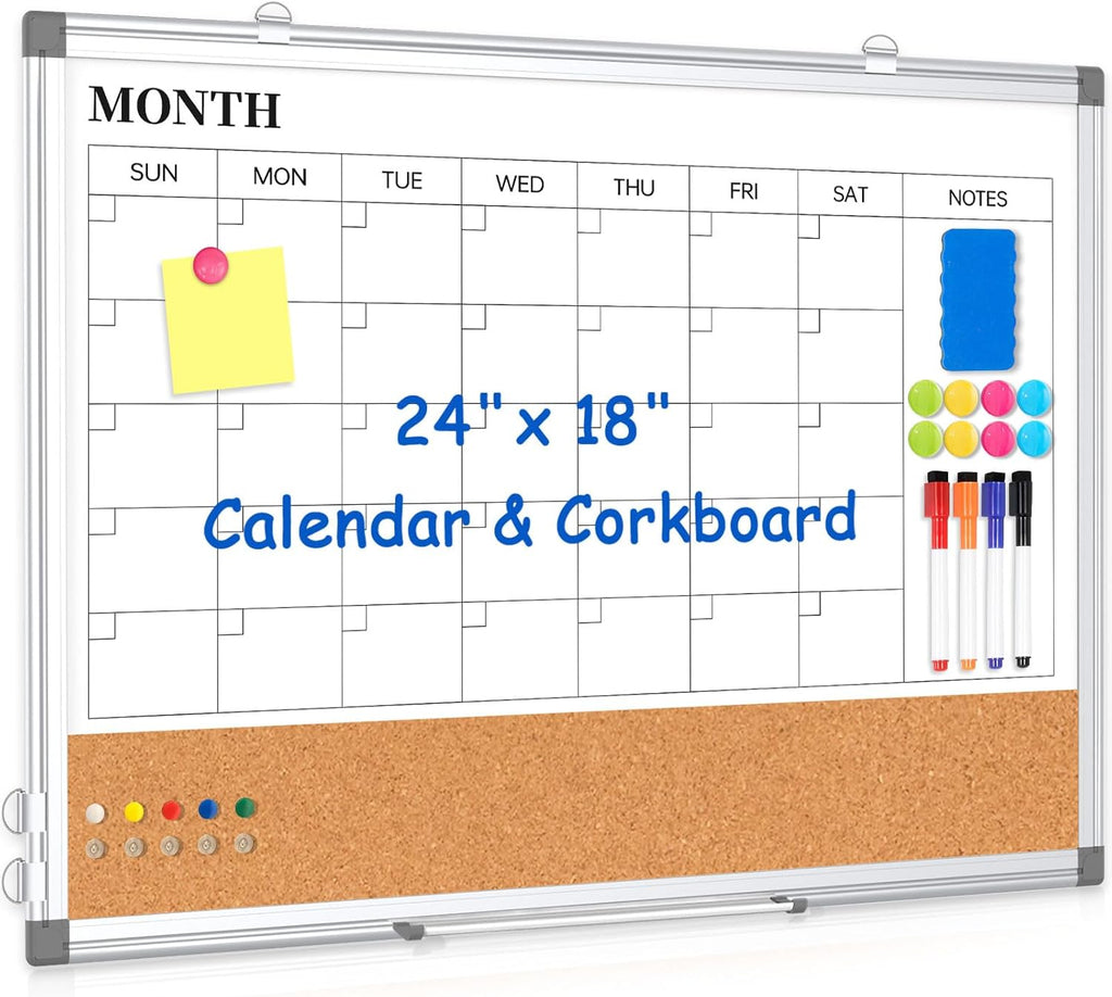 Monthly Calendar Whiteboard Dry Erase Cork Board