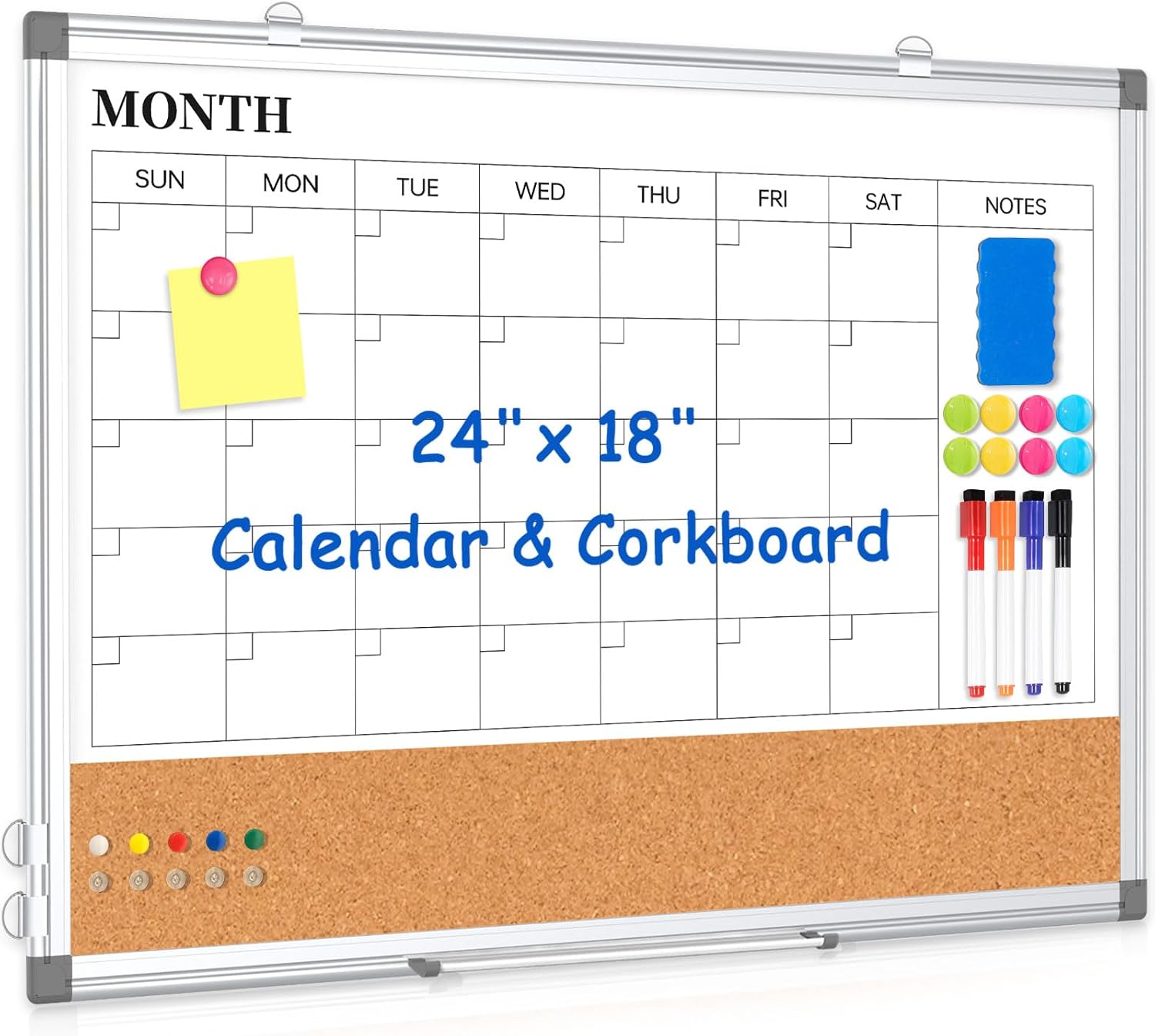 Monthly Calendar Whiteboard Dry Erase Cork Board