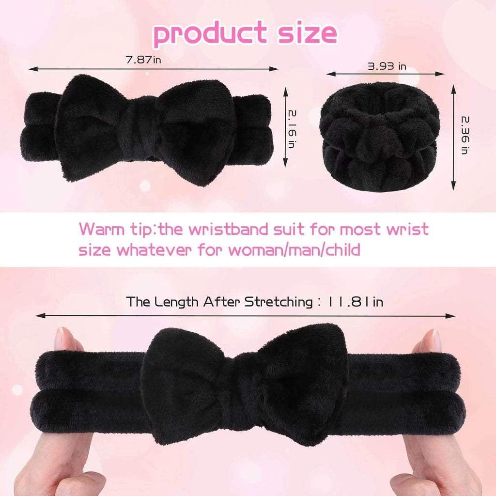 1pcs Black Makeup Headband + 2Pc Absorbent Wristbands
