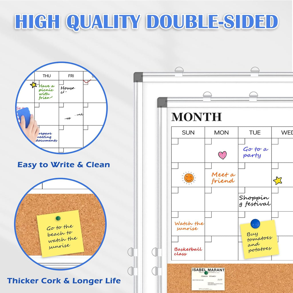 Monthly Calendar Whiteboard Dry Erase Cork Board