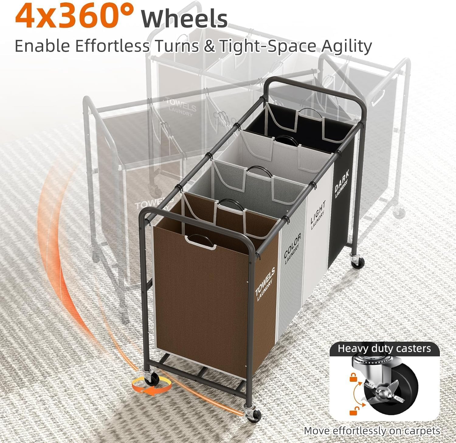 ROMOON Laundry Hamper Sorter Cart