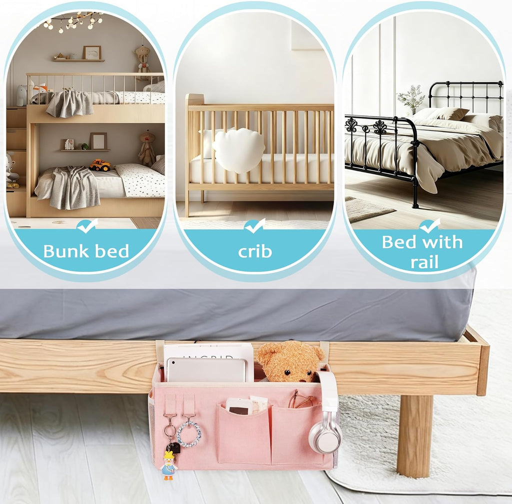 Loghot Bedside Caddy/Bedside Storage Bag Hanging Organizer