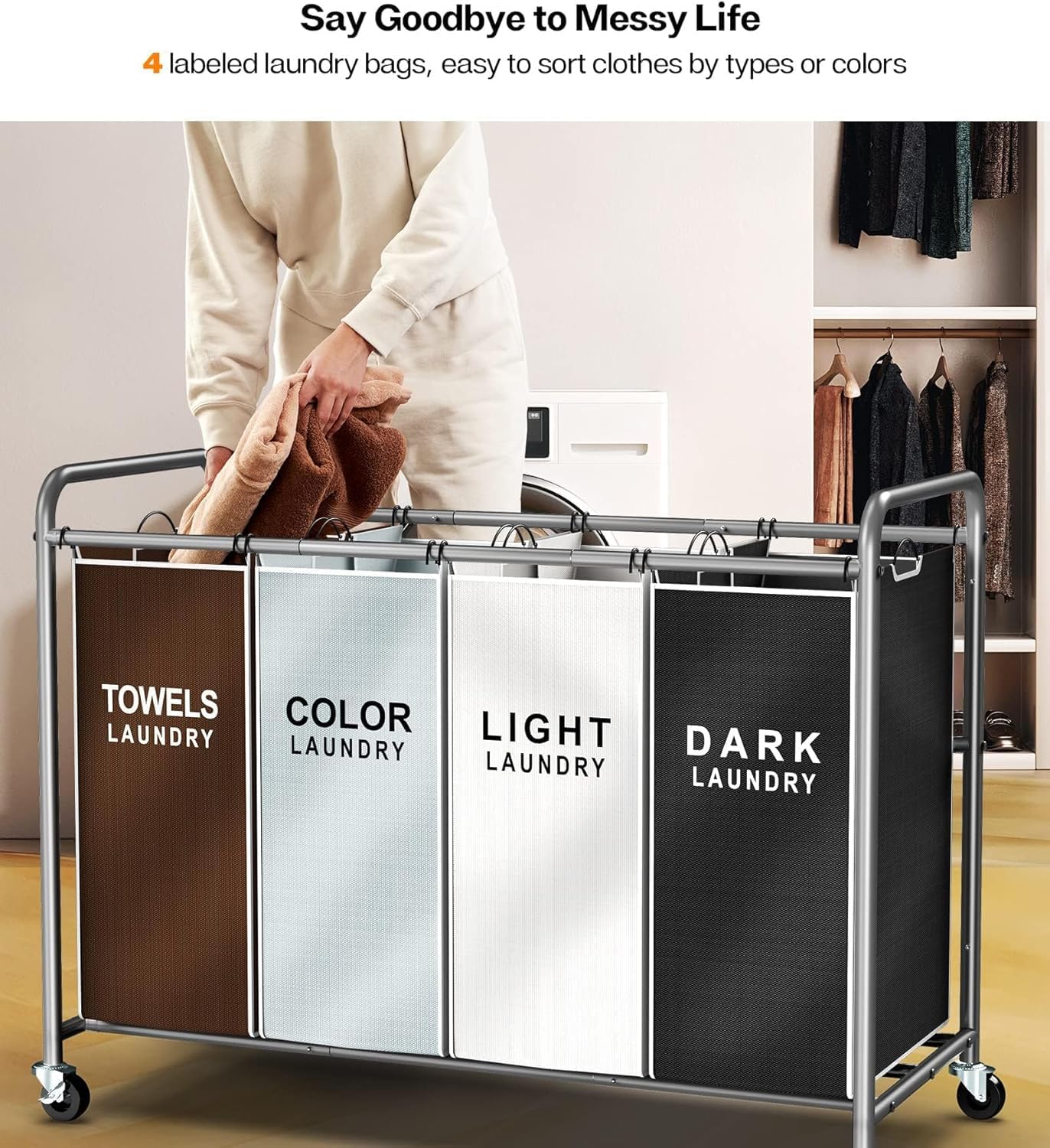 ROMOON Laundry Hamper Sorter Cart